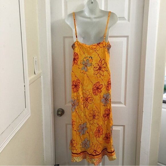 Vintage Jams World “Sun Grid” Sleeveless Floral Groovy Asymmetrical Sundress - Picture 6 of 10